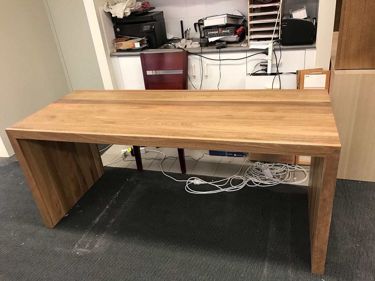 Australian Made Solid Spotted Gum Hardwood Timber Waterfall Desk - Image 4