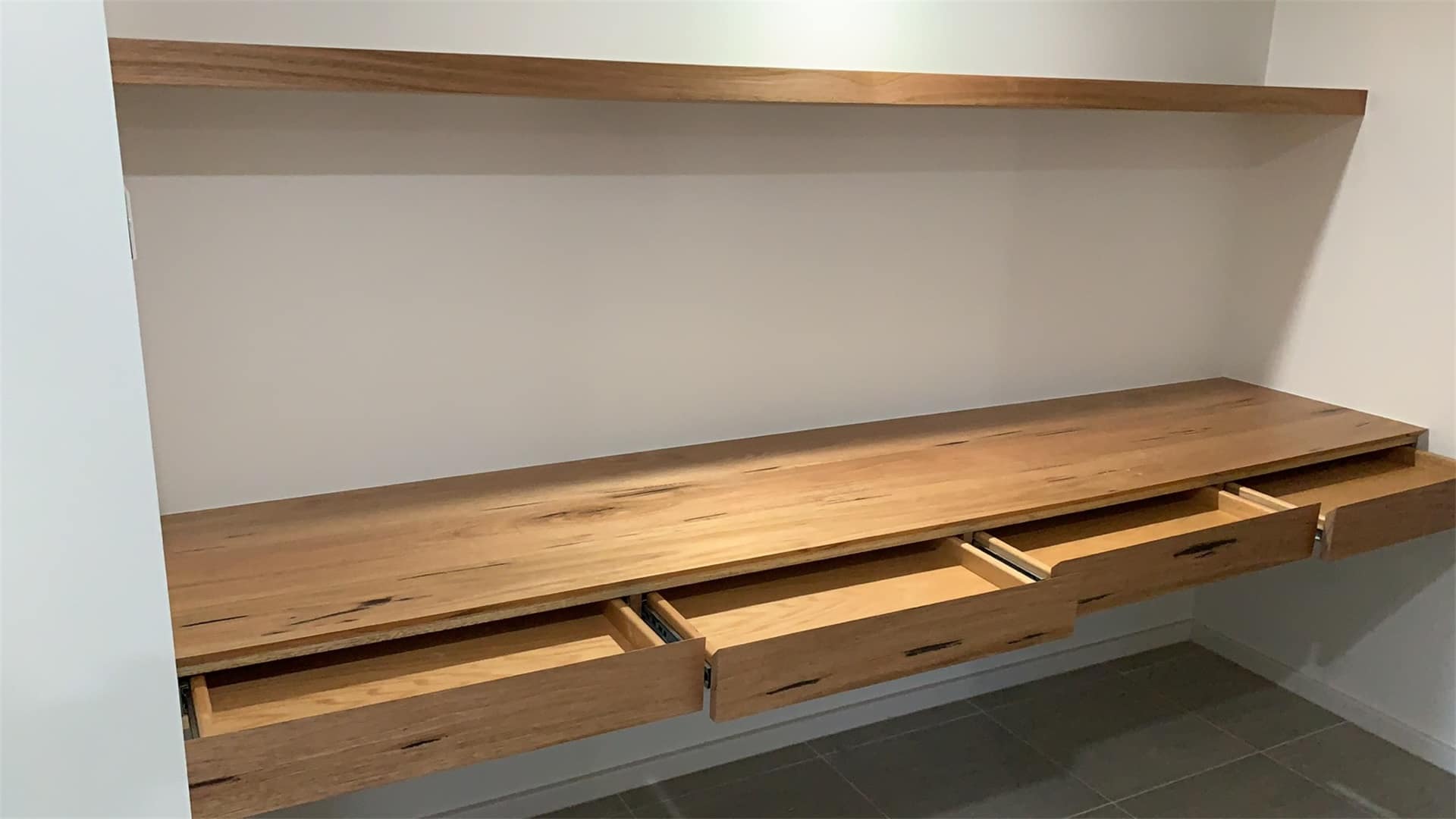 Wormy Chestnut Neo Wall Mounted Desk - Image 3